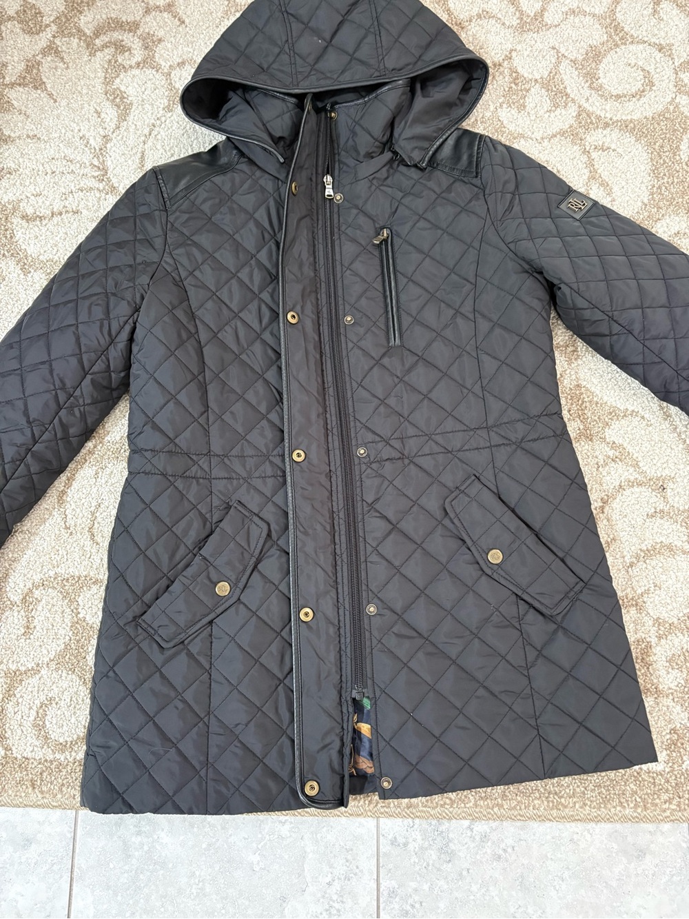 Ralph Lauren Quilted Hooded Women’s Coat - Black size M